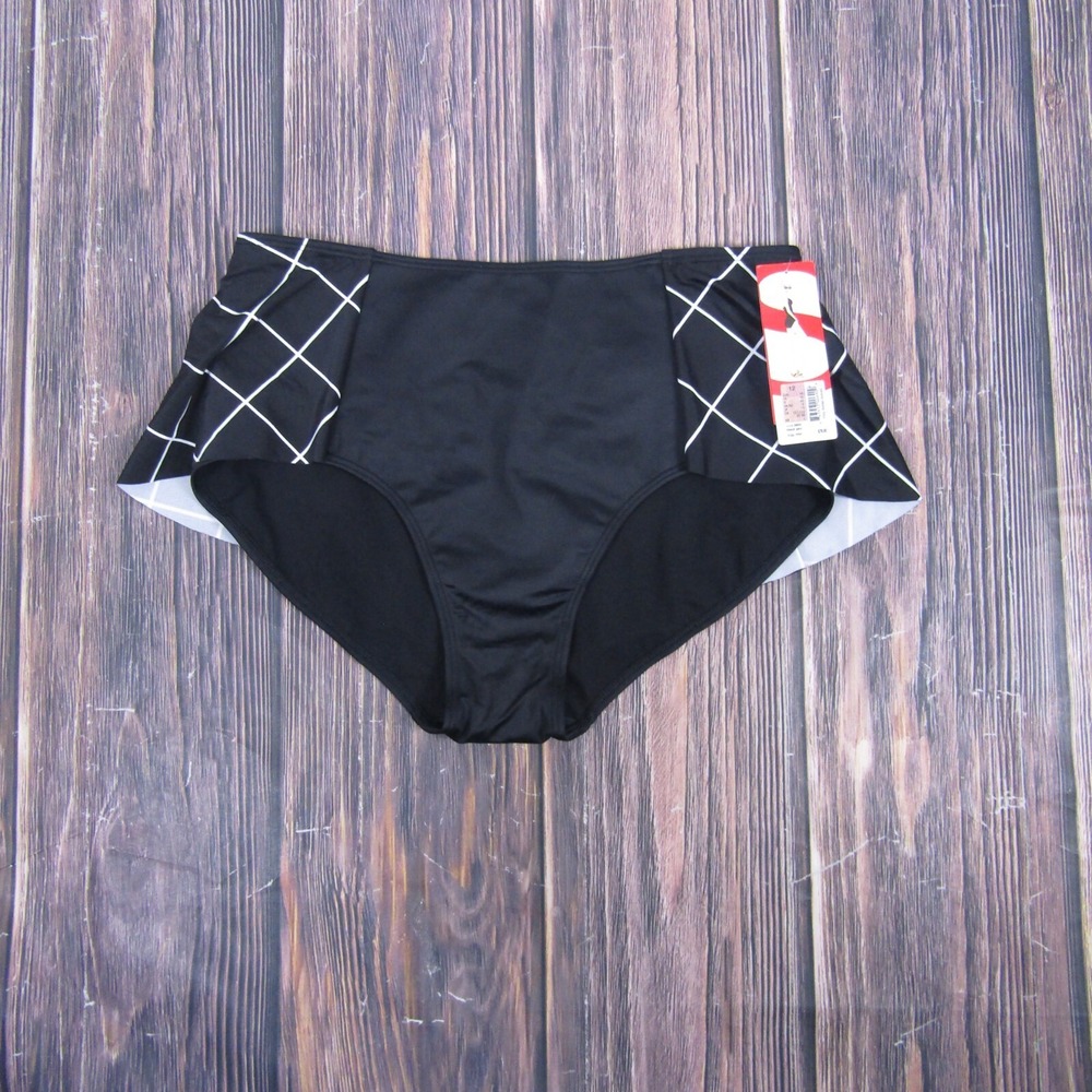 Spanx‎ NEW NWT Womens 12 Black Flirty Skirted Swim Bottom